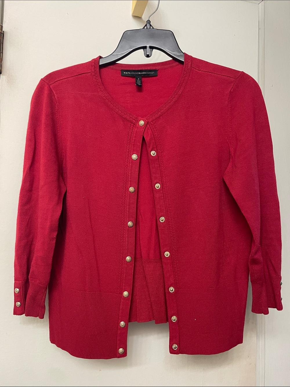 White House Black Market Red Button Front Cardigan
